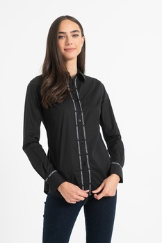 Love Moschino, Camasa cu logo contrastant, Negru Love Moschino, Camasa cu logo contrastant, Negru