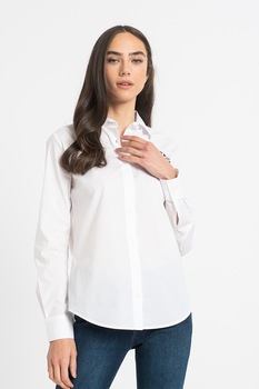 Love Moschino, Camasa cu detaliu logo, Alb Love Moschino, Camasa cu detaliu logo, Alb