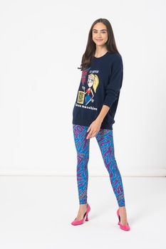 Love Moschino, Colanti cu model logo, Albastru royal/violet ametist/galben Love Moschino, Colanti cu model logo, Albastru royal/violet ametist/galben