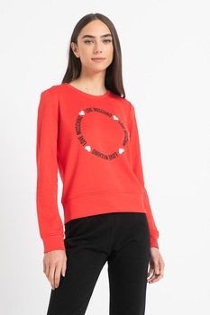 Love Moschino, Bluza sport cu imprimeu logo, Rosu/Negru Love Moschino, Bluza sport cu imprimeu logo, Rosu/Negru