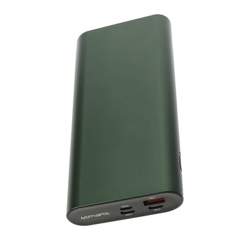 Baterie externa cu iesire USB-C si tehnologie de incarcare rapida 20000mAh 130W, 4smarts Power Bank Enterprise 2 cu incarcare rapida si PD, verde inchis Baterie externa cu iesire USB-C si tehnologie de incarcare rapida 20000mAh 130W, 4smarts Power Bank Enterprise 2 cu incarcare rapida si PD, verde inchis