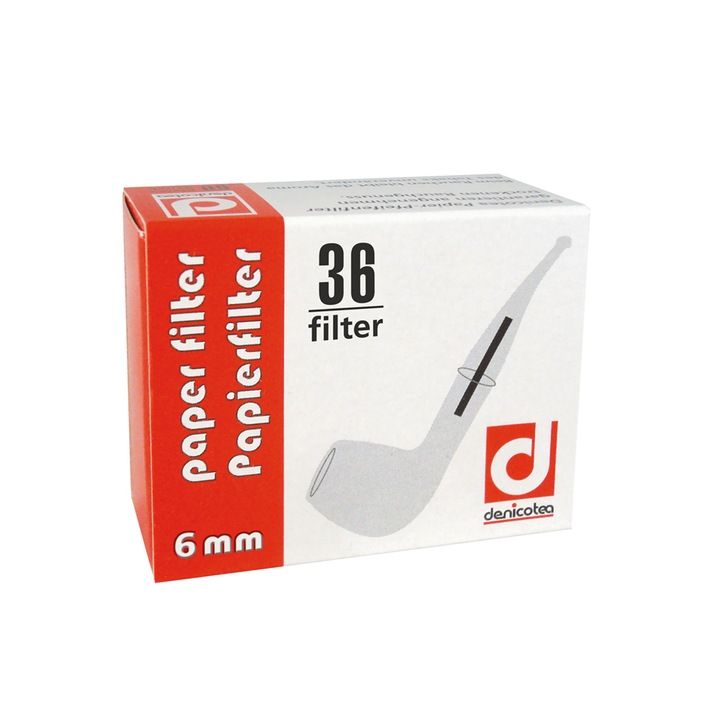 Filtre din hartie pentru pipa Denicotea, 6mm, 36 bucati