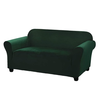 Husa universala pentru canapea din catifea, Verde Smarald, 2 locuri, elasticitate de la 136 cm pana la 170 cm Husa universala pentru canapea din catifea, Verde Smarald, 2 locuri, elasticitate de la 136 cm pana la 170 cm