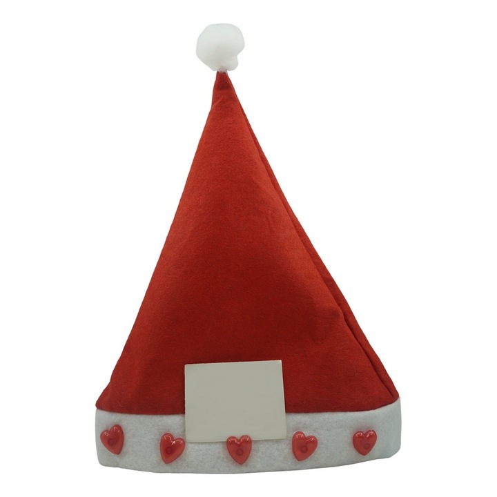 Коледна шапка Flippy със сърца, с LED, червен, универсален размер, полиестер