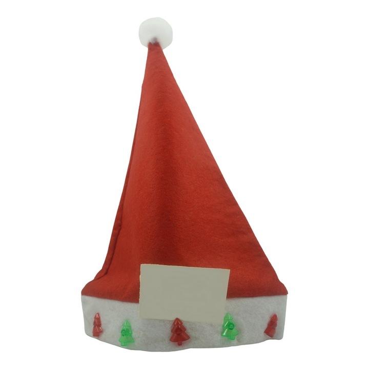 Коледна шапка Flippy с елхички, с LED, червен, универсален размер, полиестер