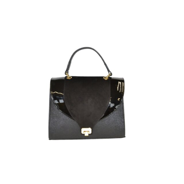 Geanta ZEA, 262, office, Negru, clapeta cu decor velir si lac,30x12x21 cm