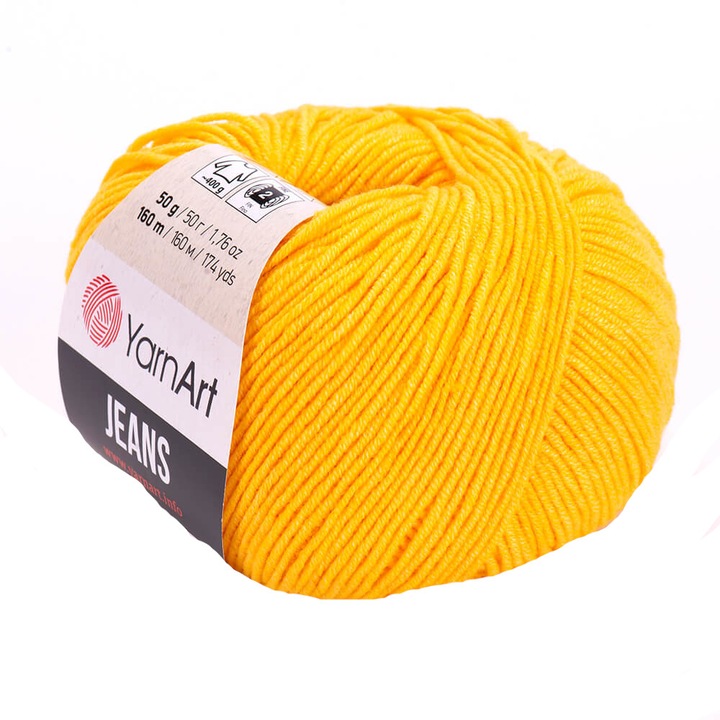 Fir Textil Yarn Art Jeans 35,pentru crosetat si tricotat, acril, galben, 160 m