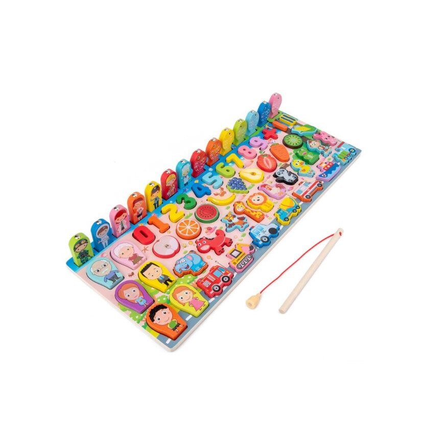 Placa din lemn , puzzle incastru, figurine multiple