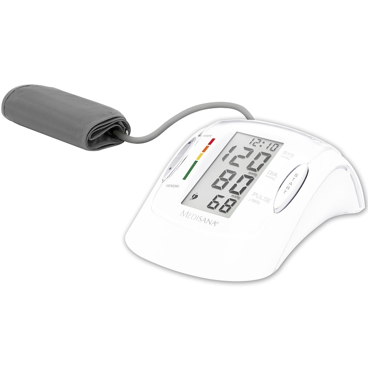 Апарат за измерване на кръвно налягане Medisana MTP PRO 51090, Индикатор за аритмия, Функция за памет за 2 потребители, Чанта за съхранение, Бял