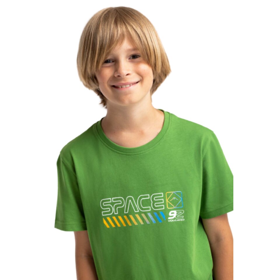 Tricou Baieti, Volcano, Imprimeu T - Torx Junior, Bumbac, 146 - 152CM, 11 - 12 ani, Verde
