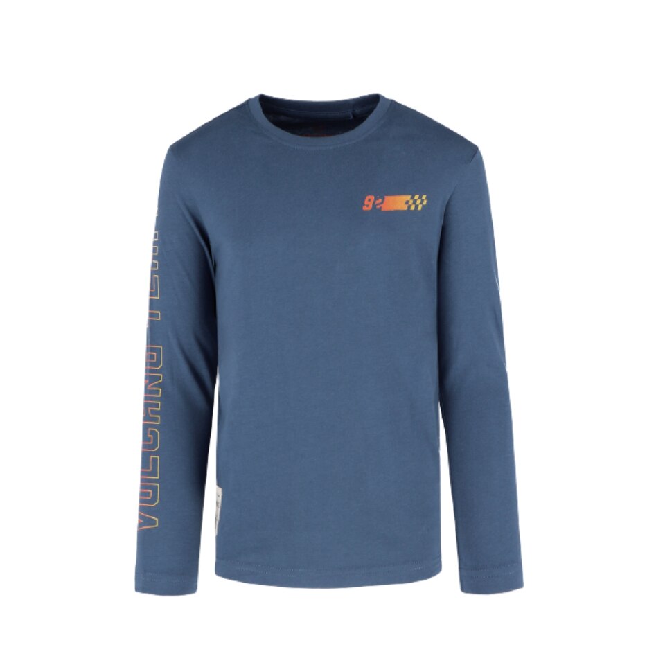 Bluza Maneca Lunga Baieti, Volcano, Imprimeu curse L - Burn Junior, Bumbac, 134 - 140CM, 9 - 10 ani, Albastru