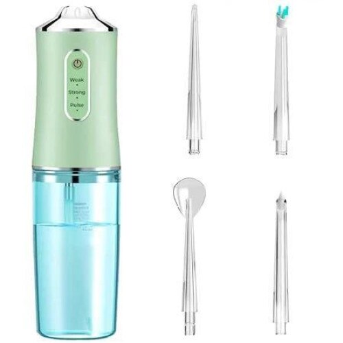 Irigator oral pentru dus bucal, Portabil, 4 Capete Curatare, Rezervor 220 ml, Verde
