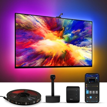 Banda LED RGBIC pentru TV Govee Immersion, Wi-Fi, sincronizare imagine TV, camera ColorSense 1080p HD, TV compatibil 55-65 inch, 2x70cm + 2x120cm Banda LED RGBIC pentru TV Govee Immersion, Wi-Fi, sincronizare imagine TV, camera ColorSense 1080p HD, TV compatibil 55-65 inch, 2x70cm + 2x120cm