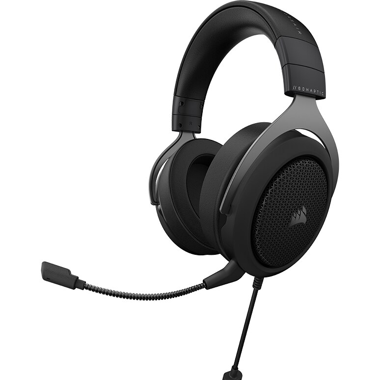 Casti Gaming Corsair HS60 HAPTIC, 50mm, Bass Haptic, Negru