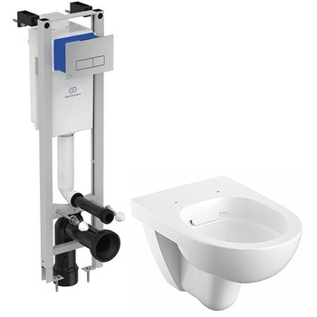 Set 2 in 1 Vas wc suspendat, rezervor Ideal Standard capacitate 6 L, capac soft and slim, clapeta crom lucios Set 2 in 1 Vas wc suspendat, rezervor Ideal Standard capacitate 6 L, capac soft and slim, clapeta crom lucios