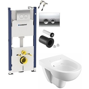 Set 2 in 1 Vas wc suspendat, rezervor Geberit capacitate 9 L, capac soft and slim, clapeta crom lucios Set 2 in 1 Vas wc suspendat, rezervor Geberit capacitate 9 L, capac soft and slim, clapeta crom lucios