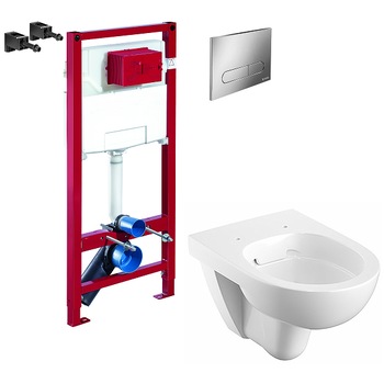 Set 2 in 1 Vas wc suspendat, rezervor Schell capacitate 9 L, capac soft and slim, clapeta crom lucios Set 2 in 1 Vas wc suspendat, rezervor Schell capacitate 9 L, capac soft and slim, clapeta crom lucios