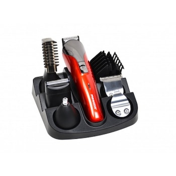 Aparat de Tuns, 11in1, Motor Puternic, Modern, Lame din Titanium ce se Ascut Singure, Reincarcabil, Sunet Redus, Rosu Aparat de Tuns, 11in1, Motor Puternic, Modern, Lame din Titanium ce se Ascut Singure, Reincarcabil, Sunet Redus, Rosu