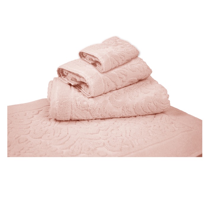 Комплект от 4 кърпи Merilin Aglika, 30x50 см/50x90 см/70x140 см, Кърпа за крака 50x70 см, 100% памук, Розов
