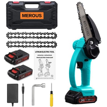 Mini Ferastrau Cu Lant MEROUS, 6 Inci, 1100 Wati, Cu 2 Baterii, 2 Lanturi, Cu Cutie De Scule Portabila Neagra, Albastra Mini Ferastrau Cu Lant MEROUS, 6 Inci, 1100 Wati, Cu 2 Baterii, 2 Lanturi, Cu Cutie De Scule Portabila Neagra, Albastra