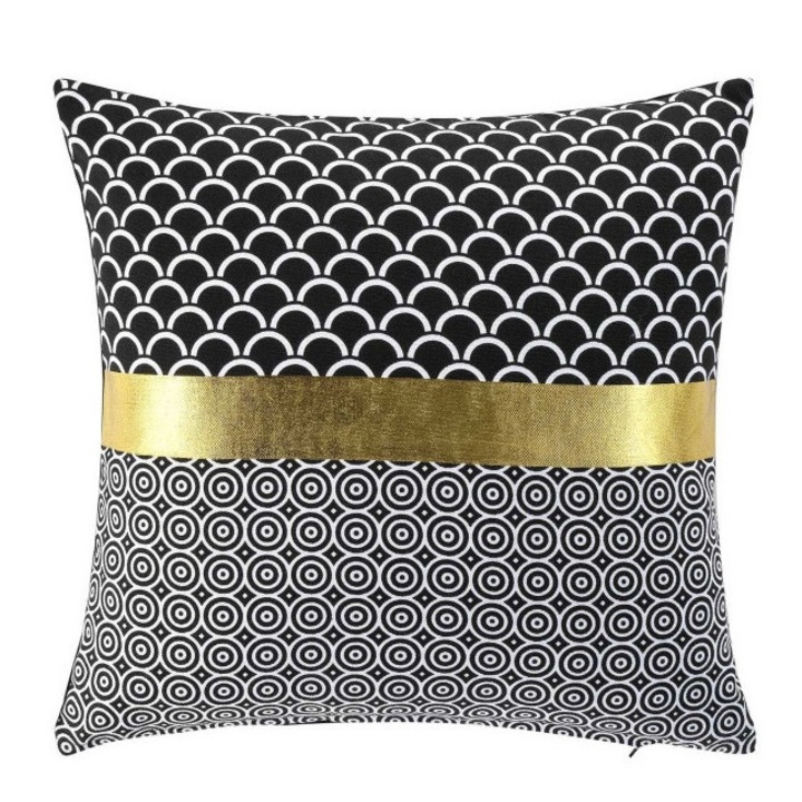 Fata de perna din bumbac cu imprimeu auriu, 40x40x0,5 cm