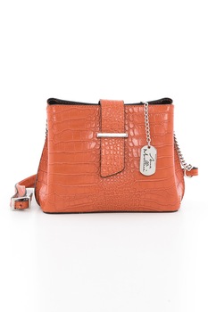 Anna Morellini, Geanta de piele cu bareta de umar si model piele de reptila Olivia, Oranj persan Anna Morellini, Geanta de piele cu bareta de umar si model piele de reptila Olivia, Oranj persan