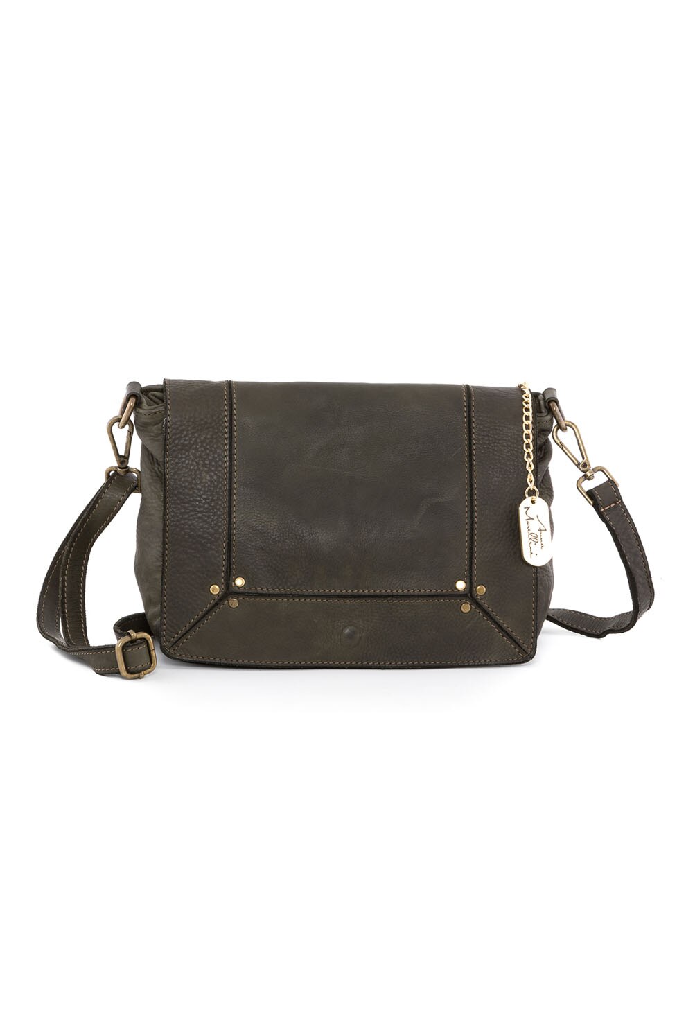Anna Morellini, Geanta crossbody din piele Leandra, Verde forest