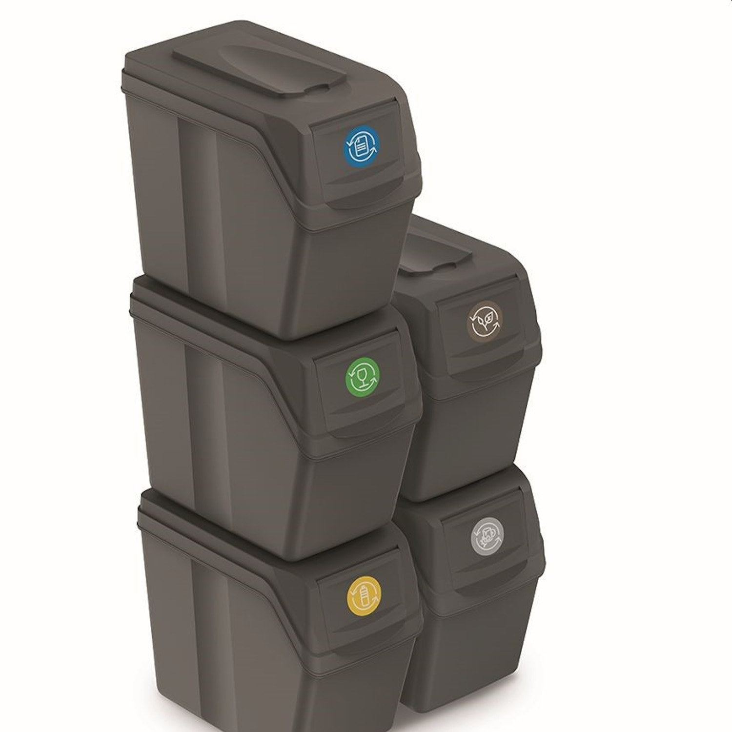 Set 5 buc cosuri de sortare selectiva a deseurilor Prosperplast Sortibox 5x20L - antracit