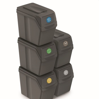 Set 5 buc cosuri de sortare selectiva a deseurilor Prosperplast Sortibox 5x25L - negru Set 5 buc cosuri de sortare selectiva a deseurilor Prosperplast Sortibox 5x25L - negru