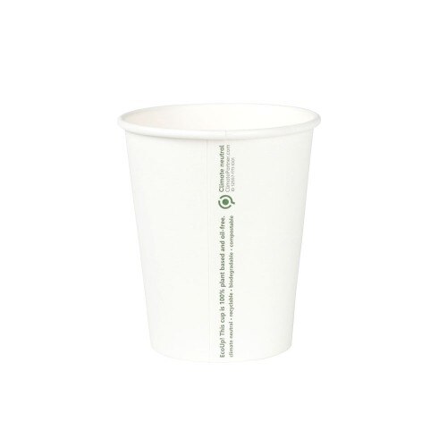 Set 50 pahare biodegradabile albe, carton, 200ml/8oz