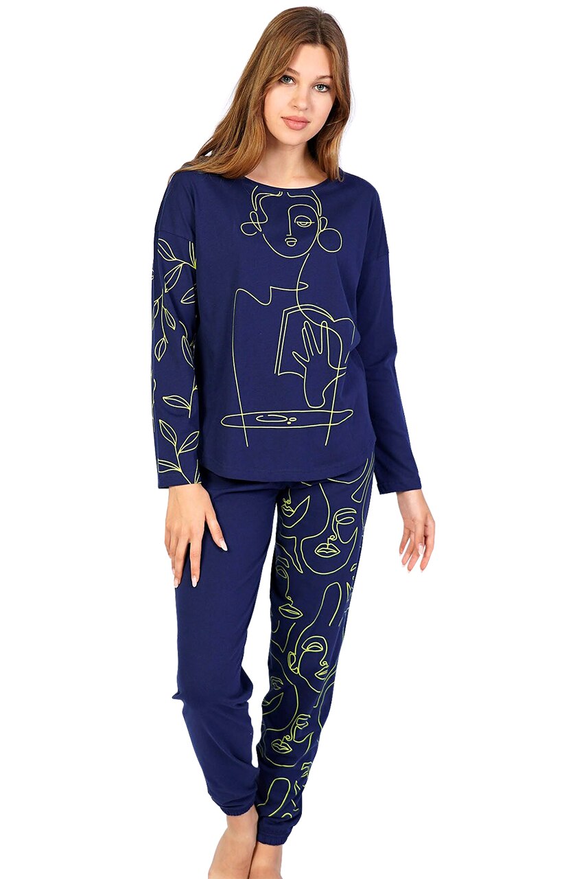 Pijama Dama, Vienetta, Model Poeme Blue, Culoare Albastru