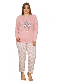 Pijama dama big size,bluza cu maneca lunga pantaloni lungI,imprimeu floare, Roz Pijama dama big size,bluza cu maneca lunga pantaloni lungI,imprimeu floare, Roz