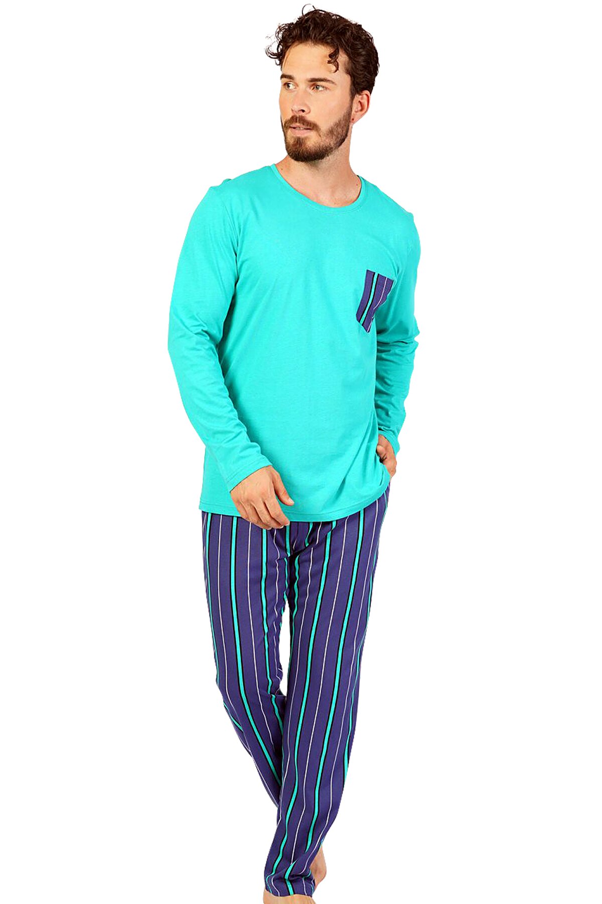 Pijama Barbati, Gazzaz by Vienetta, Model 'Infinity Green', Culoare Verde