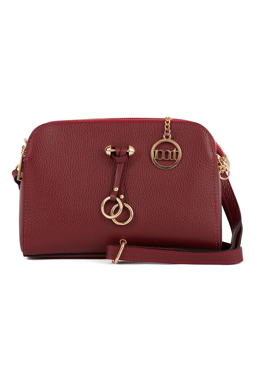 Mia Tomazzi, Geanta crossbody de piele cu aspect texturat Certosa, Visiniu