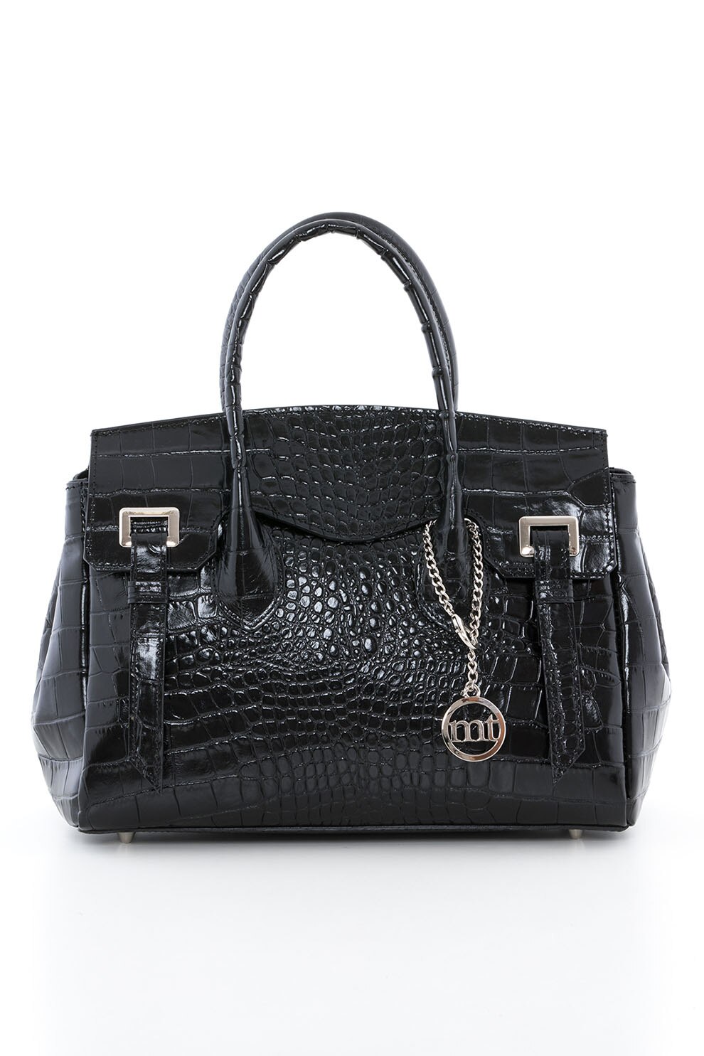 Mia Tomazzi, Geanta de piele cu model piele de reptila Zebedia, Negru
