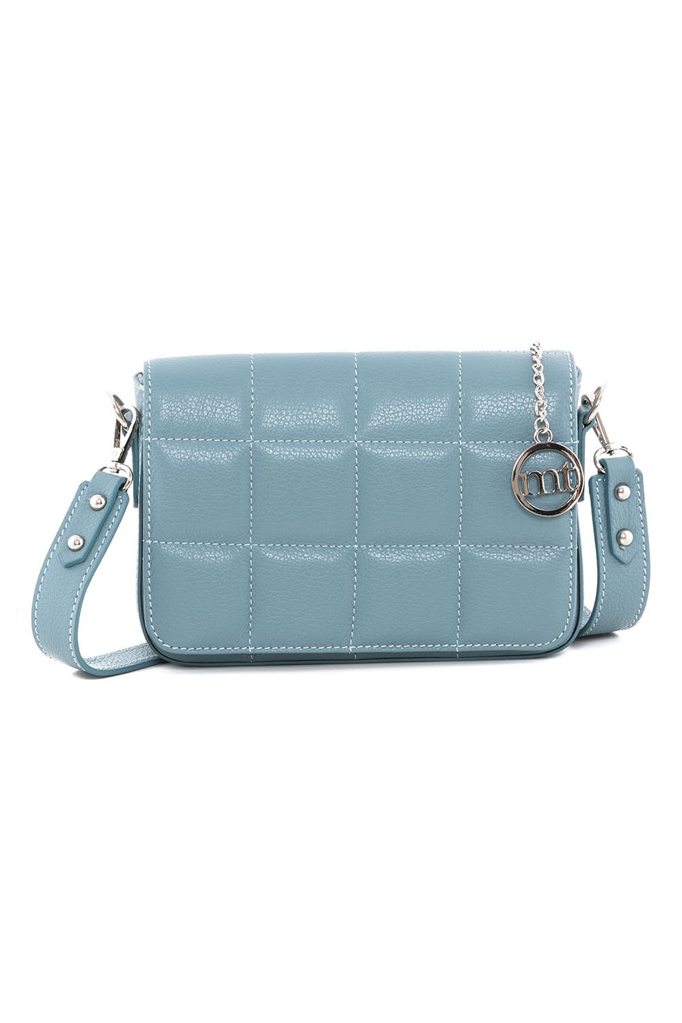 Mia Tomazzi, Geanta crossbody de piele Viterbo, Albastru prafuit