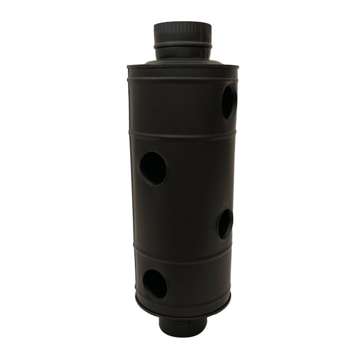 Burlan RT Radiator Radiant, Recuperator Caldura, Economizor, Semineu, Negru, Diametru 110 mm