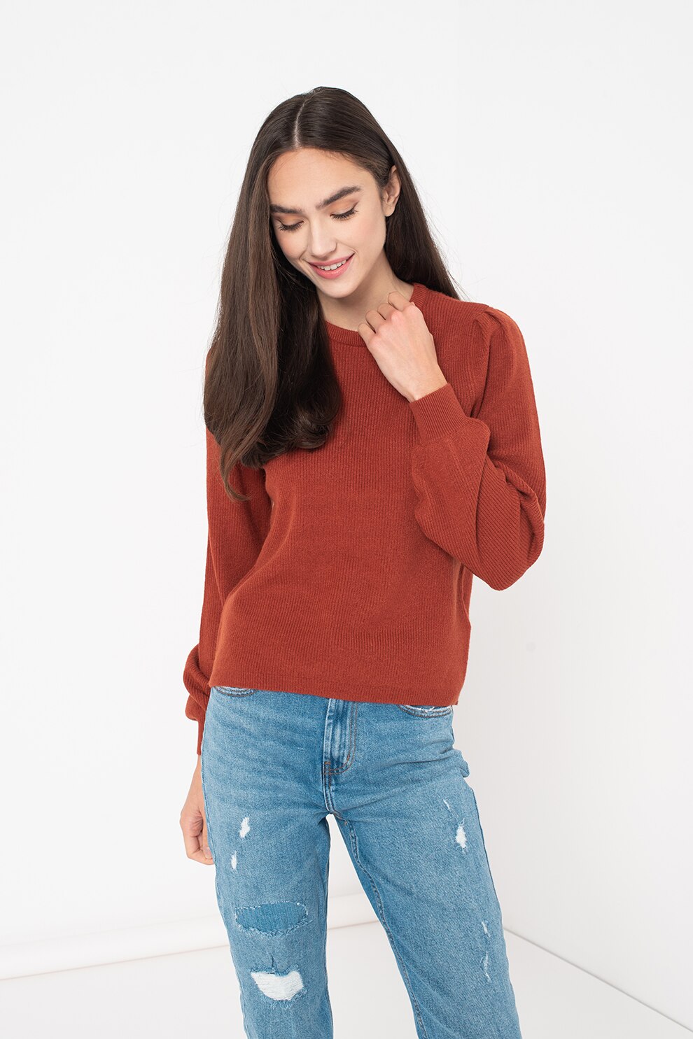 Only, Pulover striat cu maneci bufante Katia, Scortisoara