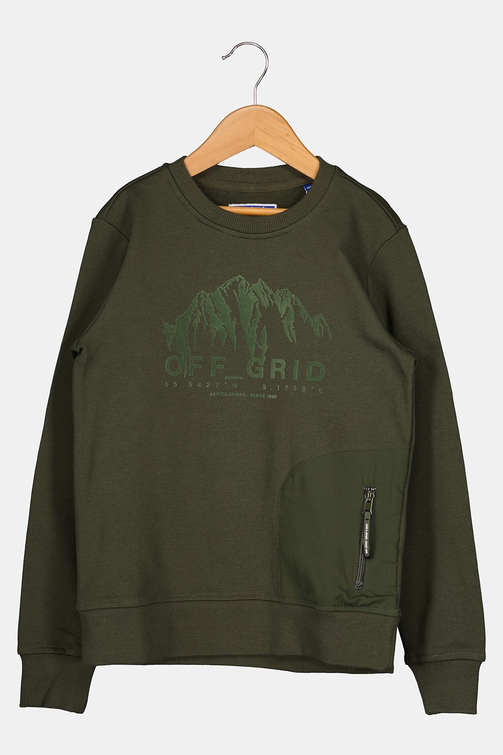 Jack&Jones, Bluza sport cu buzunar aplicat, Verde militar