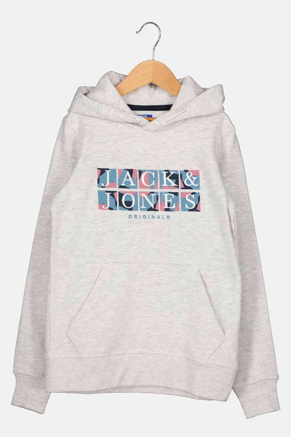 Jack&Jones, Hanorac cu broderie pe piept, Alb melanj