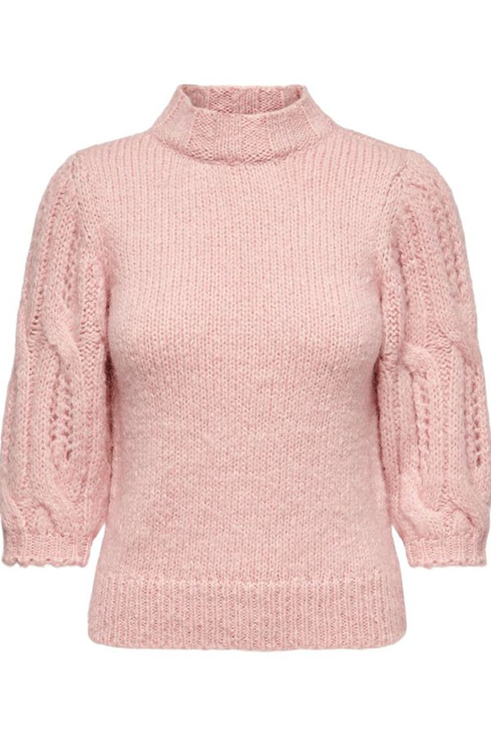 Only, Pulover din amestec de lana cu maneci 3/4, Roz
