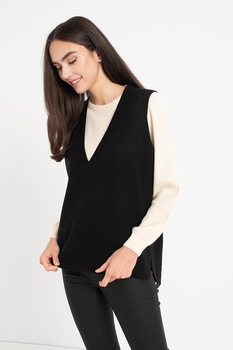 Only, Vesta tricotata cu decolteu in V Dallas, Negru Only, Vesta tricotata cu decolteu in V Dallas, Negru