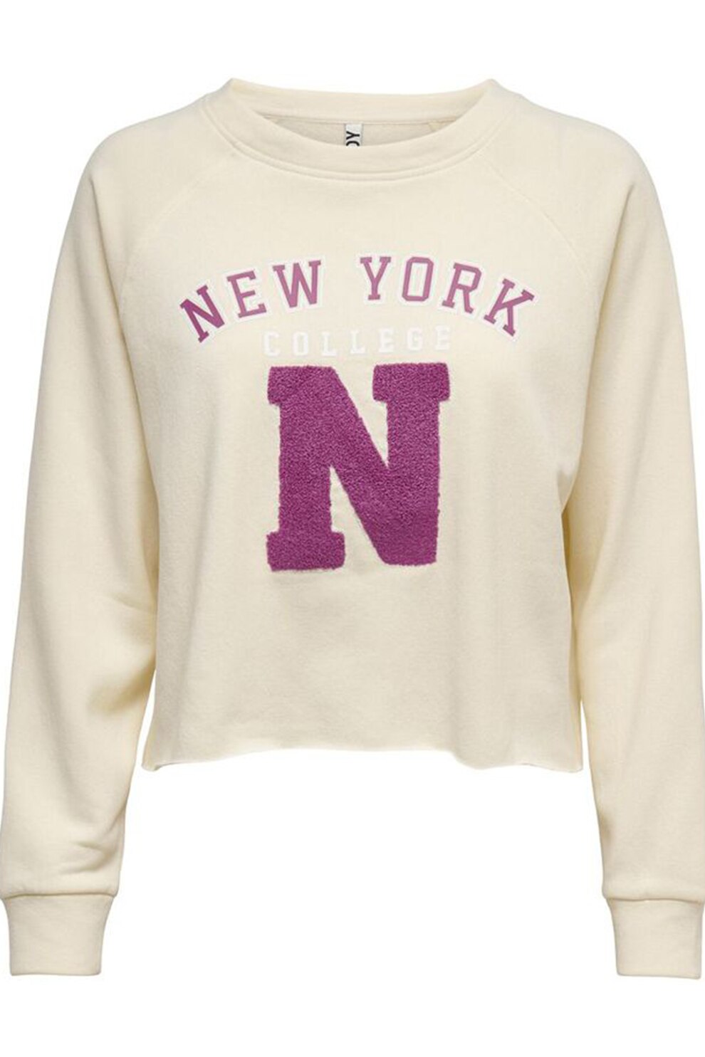 JdY, Bluza sport cu imprimeu si maneci raglan, Alb prafuit/violet