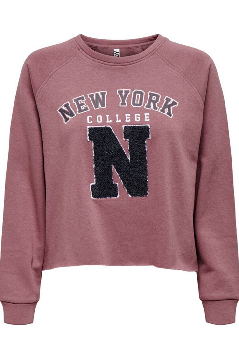 JdY, Bluza sport cu imprimeu si maneci raglan, Roz inchis/Negru