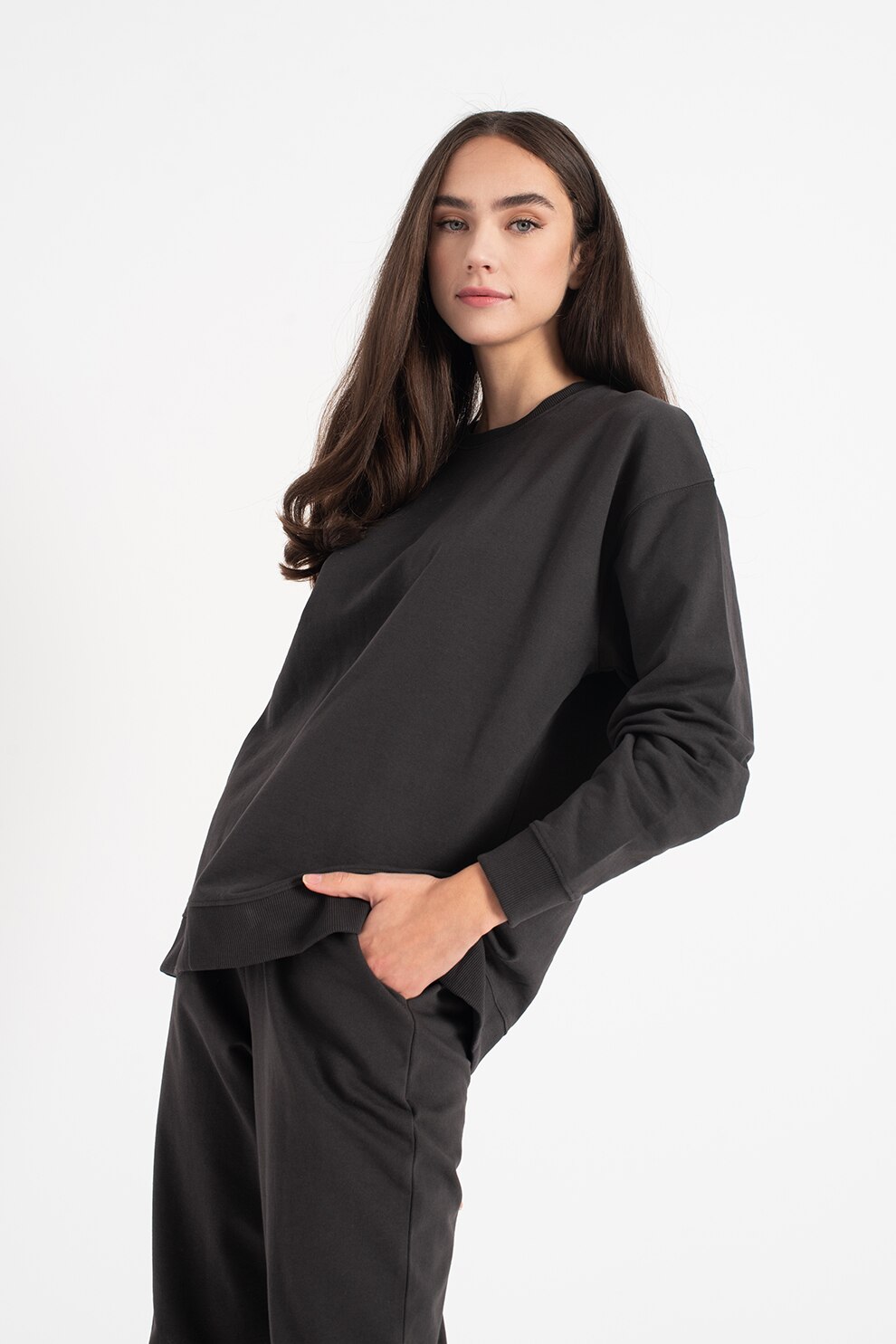 Only, Bluza supradimensionata cu maneci cazute Hazel, Gri antracit