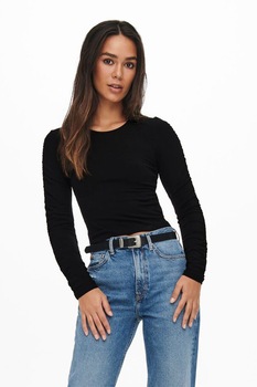 JdY, Bluza cu maneci drapate, Negru JdY, Bluza cu maneci drapate, Negru