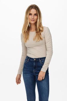 JdY, Bluza cu maneci drapate, Maro nisip JdY, Bluza cu maneci drapate, Maro nisip