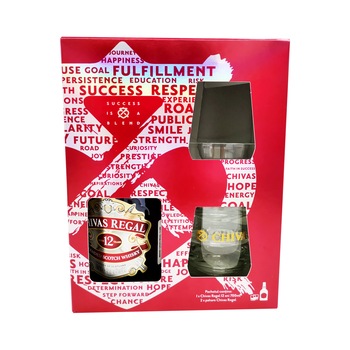 Whisky Chivas Regal 12 ani, Blended, 40%, 700ml, Cutie cu 2 pahare Whisky Chivas Regal 12 ani, Blended, 40%, 700ml, Cutie cu 2 pahare