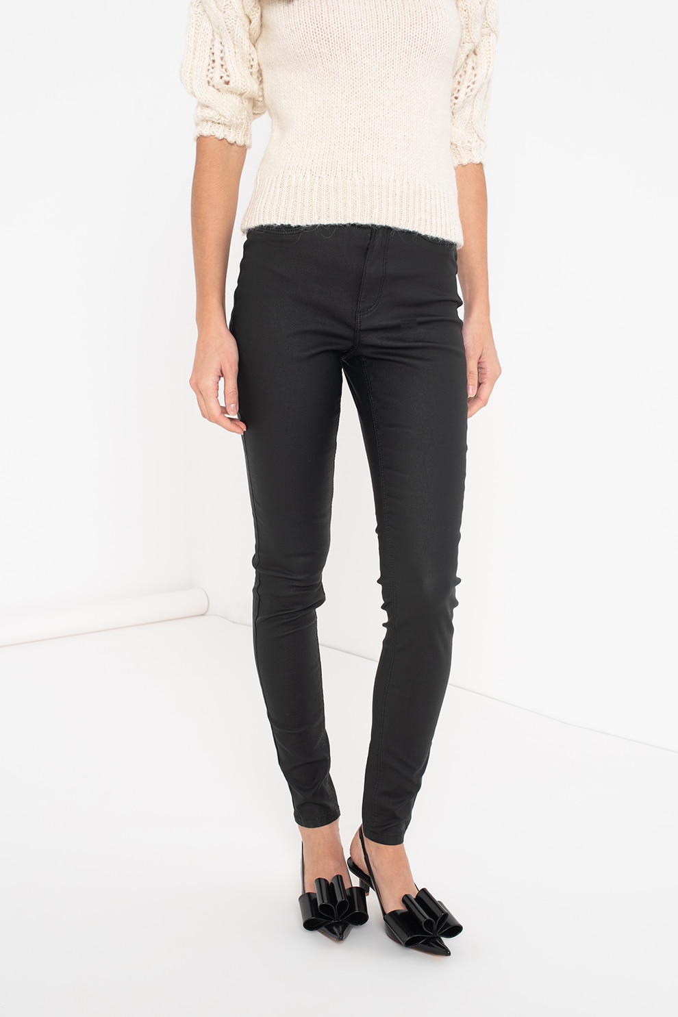 Noisy May, Pantaloni skinny de piele ecologica Callie, Negru