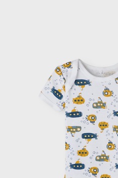 NAME IT, Set de body-uri din bumbac organic - 3 piese, Bleumarin/Alb NAME IT, Set de body-uri din bumbac organic - 3 piese, Bleumarin/Alb